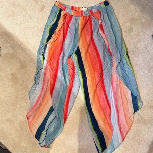Anthropologie Multicolor Striped Wide Leg Pants size M swim coverup